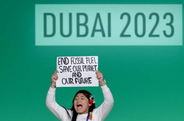 Protest during COP 28: End fossil fuel. Save our planet and our future