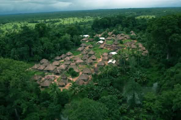 Aerial photo of a village in Sierra Leone