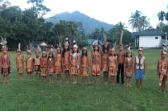 Dayak children in traditional clothing