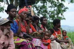 Indigenous Batwa: women and children in a village near Bukavu