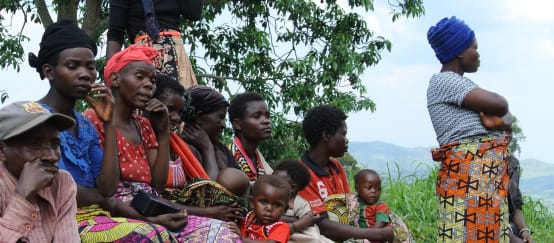 Indigenous Batwa: women and children in a village near Bukavu