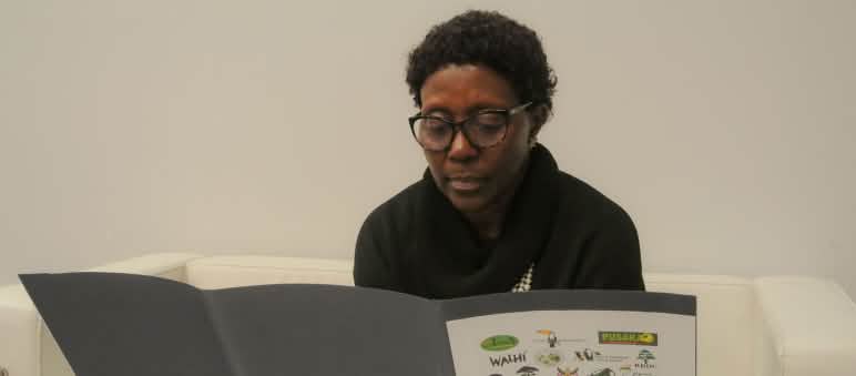The Executive Secretary of the Convention on Biological Diversity, Elizabeth Maruma Mrema Elizabeth Maruma Mrema reading indigenous rights petition