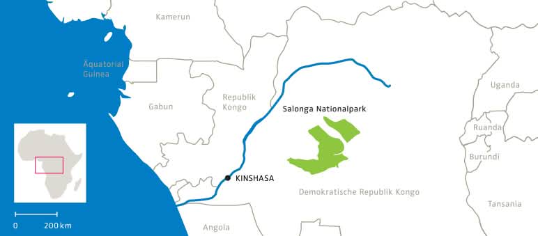Salonga National Park is located in the heart of the Democratic Republic of the Congo Map of Salonga National Park, DRC