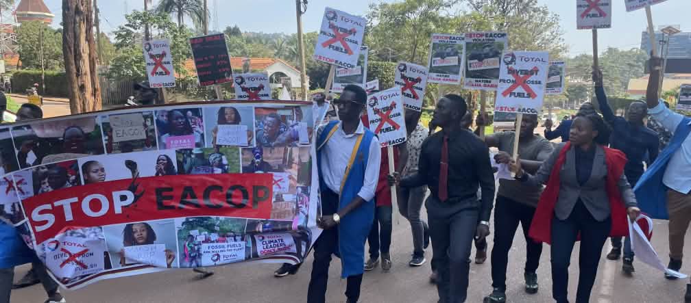 Students in Uganda protesting against the EACOP pipeline Ugandan students protesting against EACOP pipeline