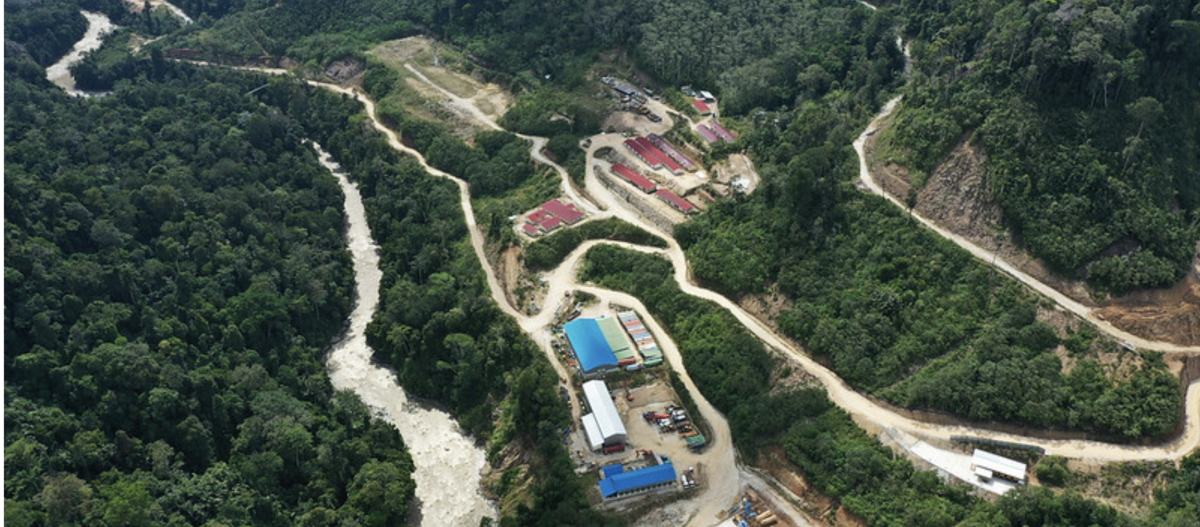 Construction site in forest near a river