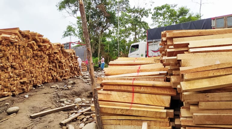 Stacked balsa timber