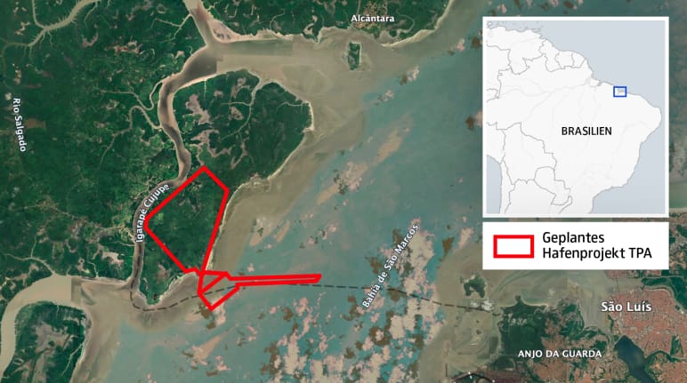 Map showing the boundaries of the TPA port project