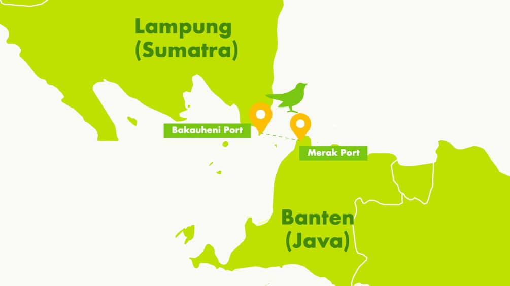 Map detail of Lampung province in Sumatra and Banten province in Java