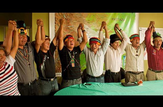 Cheering indigenous people of Ecuador